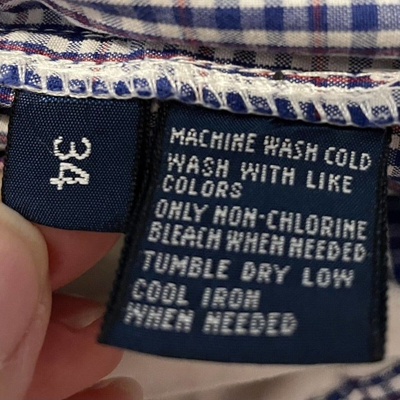 VINTAGE POLO RALPH LAUREN TYLER SHORTS BLUE GINGHAM CHECK CHINO PLEATED … - Picture 6 of 6